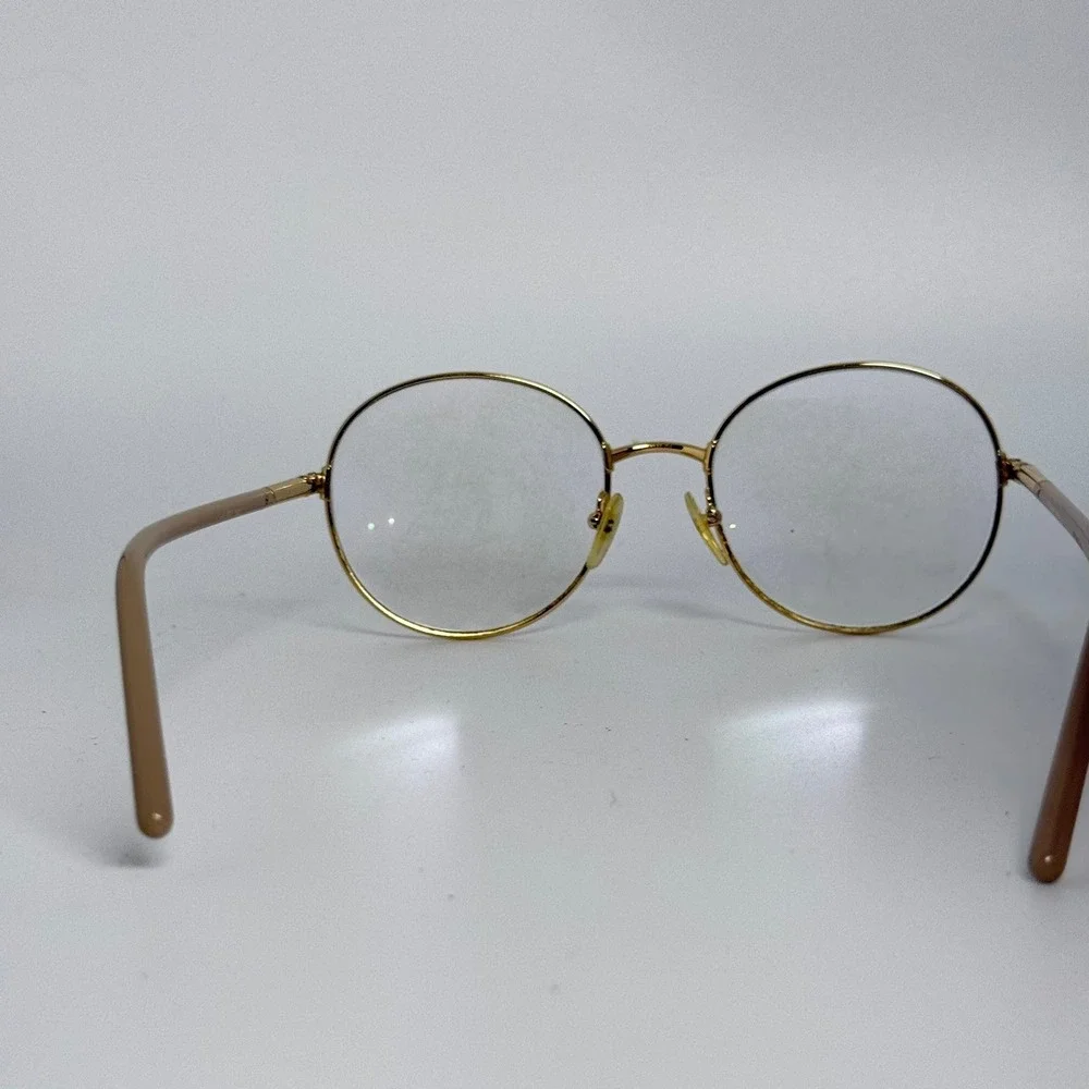 Prada Round Eyeglass Frames Gold Tan VPR 51U 101 140 Designer Glasses Italy